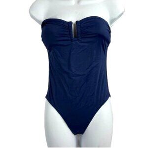 vineyard vines Women's Strap/Strapless One-Piece Swimsuit Navy  Small